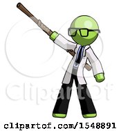 Green Doctor Scientist Man Bo Staff Pointing Up Pose