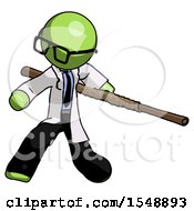 Poster, Art Print Of Green Doctor Scientist Man Bo Staff Action Hero Kung Fu Pose