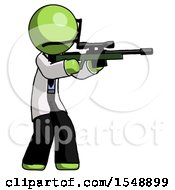 Poster, Art Print Of Green Doctor Scientist Man Shooting Sniper Rifle