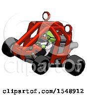 Poster, Art Print Of Green Doctor Scientist Man Riding Sports Buggy Side Top Angle View