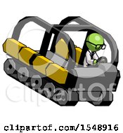 Poster, Art Print Of Green Doctor Scientist Man Driving Amphibious Tracked Vehicle Top Angle View