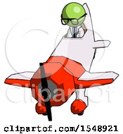 Poster, Art Print Of Green Doctor Scientist Man In Geebee Stunt Plane Descending Front Angle View