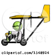 Green Doctor Scientist Man In Ultralight Aircraft Side View