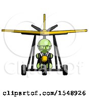 Green Doctor Scientist Man In Ultralight Aircraft Front View
