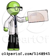 Poster, Art Print Of Green Doctor Scientist Man Holding Large Envelope