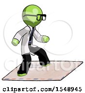 Poster, Art Print Of Green Doctor Scientist Man On Postage Envelope Surfing