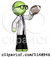 Poster, Art Print Of Green Doctor Scientist Man Holding Football Up