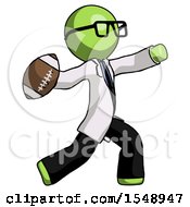 Poster, Art Print Of Green Doctor Scientist Man Throwing Football