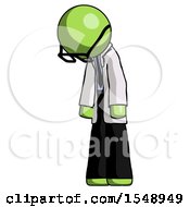 Poster, Art Print Of Green Doctor Scientist Man Depressed With Head Down Turned Left