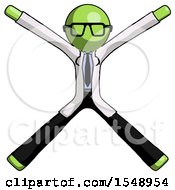Poster, Art Print Of Green Doctor Scientist Man With Arms And Legs Stretched Out
