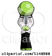 Poster, Art Print Of Green Doctor Scientist Bending Over Hurt Or Nautious