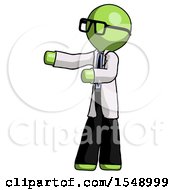 Poster, Art Print Of Green Doctor Scientist Man Presenting Something To His Right