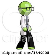 Poster, Art Print Of Green Doctor Scientist Man Walking Turned Right Front View