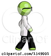 Poster, Art Print Of Green Doctor Scientist Man Walking Right Side View