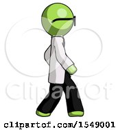 Green Doctor Scientist Man Walking Right Side View