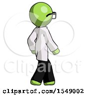 Green Doctor Scientist Man Walking Away Direction Right View