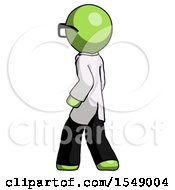 Poster, Art Print Of Green Doctor Scientist Man Walking Away Direction Left View