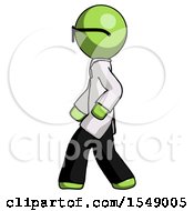 Poster, Art Print Of Green Doctor Scientist Man Walking Left Side View