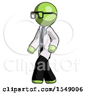 Poster, Art Print Of Green Doctor Scientist Man Man Walking Turned Left Front View