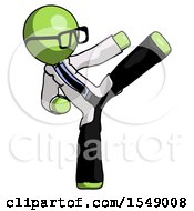 Poster, Art Print Of Green Doctor Scientist Man Ninja Kick Right