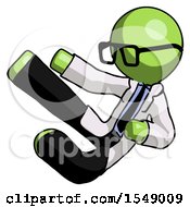 Green Doctor Scientist Man Flying Ninja Kick Left