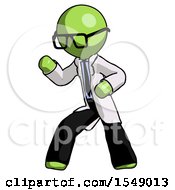 Green Doctor Scientist Man Martial Arts Defense Pose Left