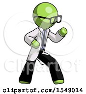 Green Doctor Scientist Man Martial Arts Defense Pose Right
