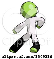 Green Doctor Scientist Man Karate Defense Pose Left