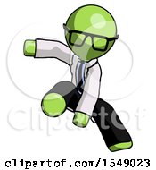 Green Doctor Scientist Man Action Hero Jump Pose