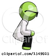 Poster, Art Print Of Green Doctor Scientist Man Squatting Facing Right