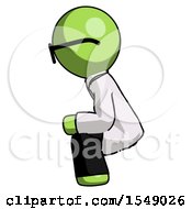 Poster, Art Print Of Green Doctor Scientist Man Squatting Facing Left