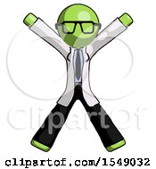 Green Doctor Scientist Man Jumping Or Flailing
