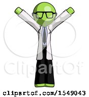 Green Doctor Scientist Man With Arms Out Joyfully