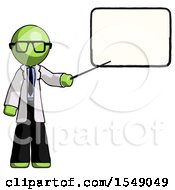 Poster, Art Print Of Green Doctor Scientist Man Giving Presentation In Front Of Dry-Erase Board