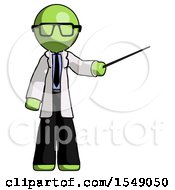 Poster, Art Print Of Green Doctor Scientist Man Teacher Or Conductor With Stick Or Baton Directing