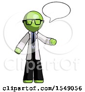 Poster, Art Print Of Green Doctor Scientist Man With Word Bubble Talking Chat Icon
