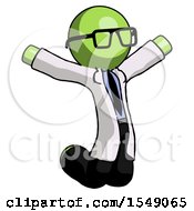 Poster, Art Print Of Green Doctor Scientist Man Jumping Or Kneeling With Gladness