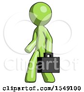 Green Design Mascot Man Walking With Briefcase To The Left