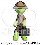 Poster, Art Print Of Green Explorer Ranger Man Walking With Briefcase To The Left