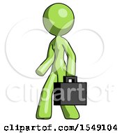 Poster, Art Print Of Green Design Mascot Woman Man Walking With Briefcase To The Left