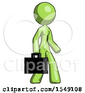 Poster, Art Print Of Green Design Mascot Woman Walking With Briefcase To The Right