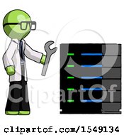 Poster, Art Print Of Green Doctor Scientist Man Server Administrator Doing Repairs