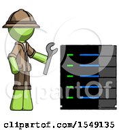 Poster, Art Print Of Green Explorer Ranger Man Server Administrator Doing Repairs