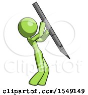Poster, Art Print Of Green Design Mascot Woman Stabbing Or Cutting With Scalpel