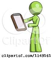 Poster, Art Print Of Green Design Mascot Woman Reviewing Stuff On Clipboard