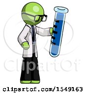Poster, Art Print Of Green Doctor Scientist Man Holding Large Test Tube