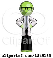 Poster, Art Print Of Green Doctor Scientist Man Hands On Hips