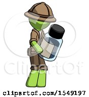 Poster, Art Print Of Green Explorer Ranger Man Holding Glass Medicine Bottle