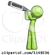 Poster, Art Print Of Green Design Mascot Man Thermometer In Mouth