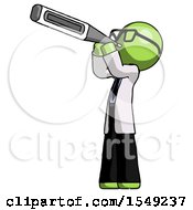 Poster, Art Print Of Green Doctor Scientist Man Thermometer In Mouth